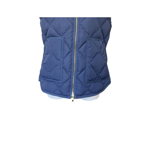 J. Crew Excursion Quilted Down Puffer Vest Size S Navy Blue Full Zip Preppy Warm - Picture 3 of 9